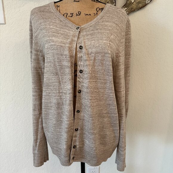 Croft & Barrow Women’s XL Button-Front Cardigan – Beige/Taupe Neutral - Picture 4 of 4
